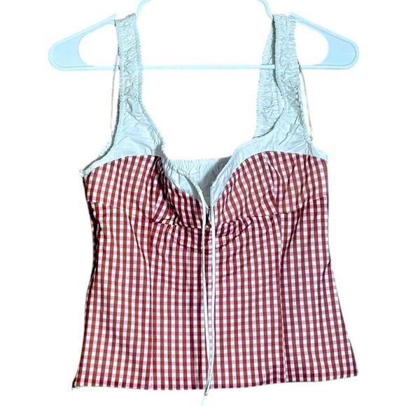 Zara Red and White Gingham Fitted Bustier Top Size Medium NWT 📦 - Picture 1 of 6